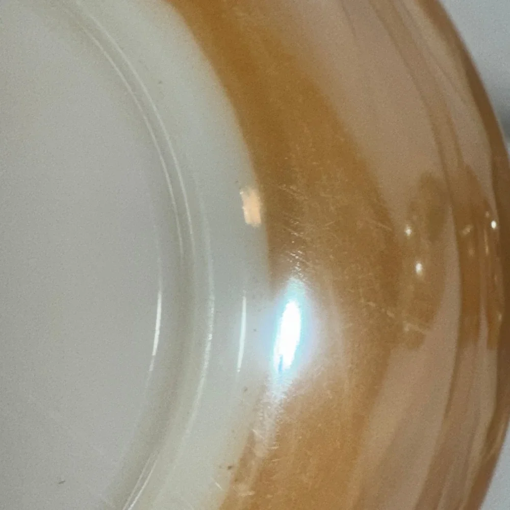 Fire King Oven Ware Amber Iridescent‎ Laurel Leaf Pattern Mixing Bowl Made USA